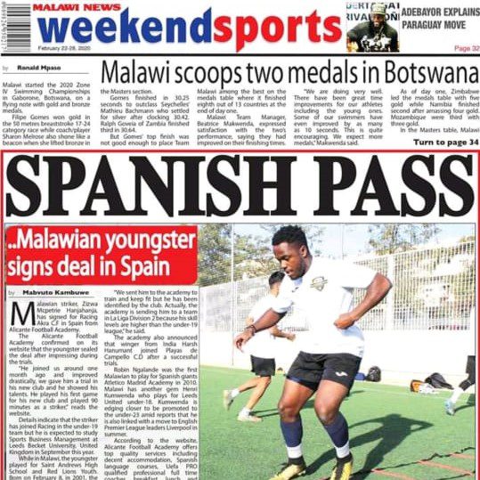 Soccer academy player in spain in newspaper